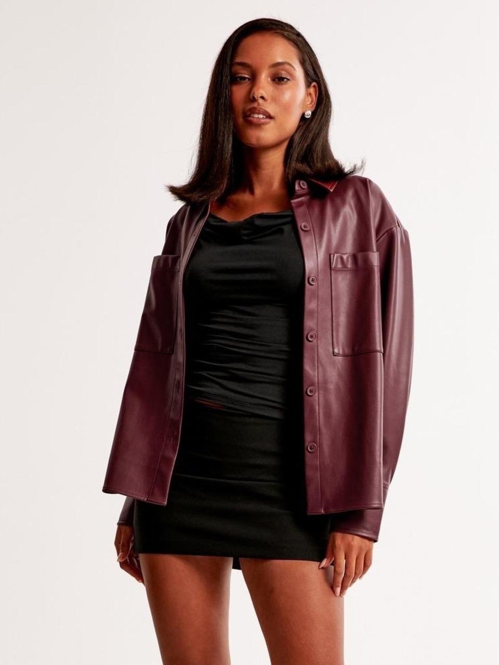 Abercrombie and Fitch Women’s Oversized Faux Leather Jacket